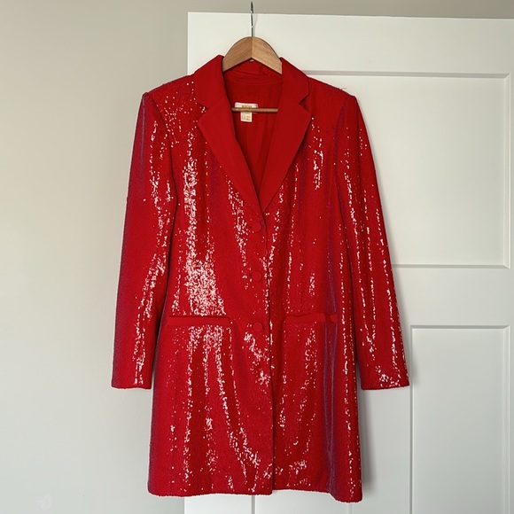 Red Sequin Blazer Mini Dress - Maeve / Anthropologie - Picture 2 of 10